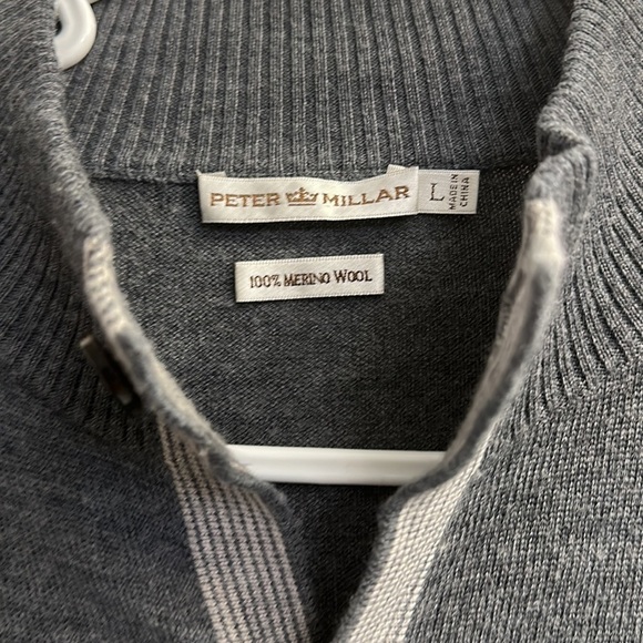 Men’s Peter Millar Gray 100% Merino Wool Cardigan Sweater Size Large - Picture 5 of 8